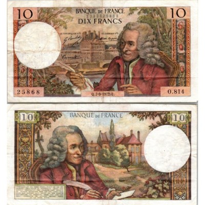 10 Francs Voltaire - 7/09/1972 - F.62.58 - Alph 814 - TTB