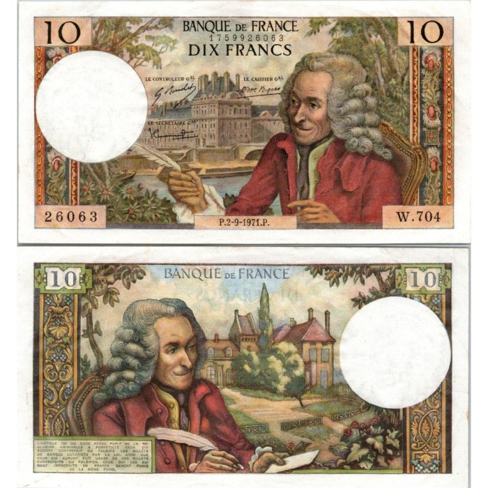 10 Francs Voltaire - 2/09/1971 - F.62.51 - Alph 704 - SUP