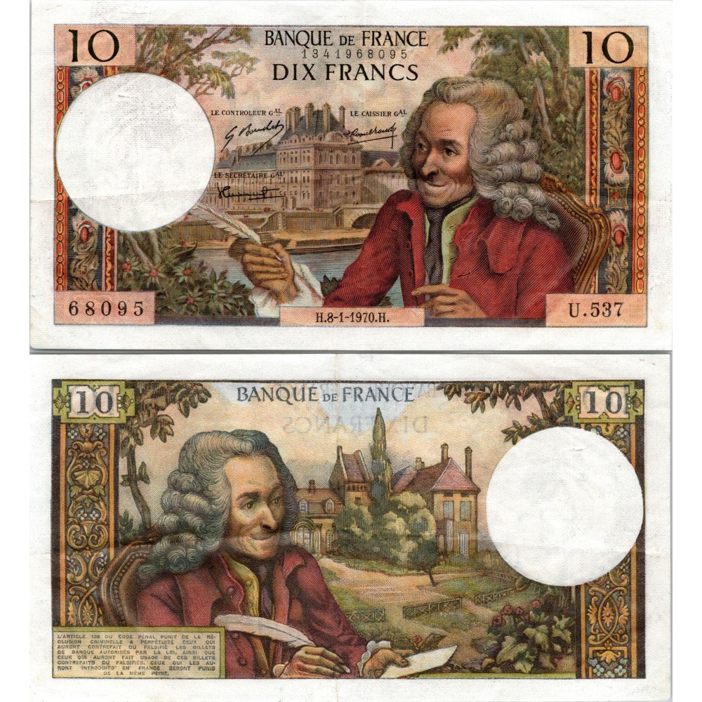 10 Francs Voltaire - 8/01/1970 - F.62.41 - Alph 537 - SPL