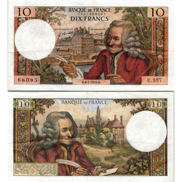10 Francs Voltaire - 8/01/1970 - F.62.41 - Alph 537 - SPL