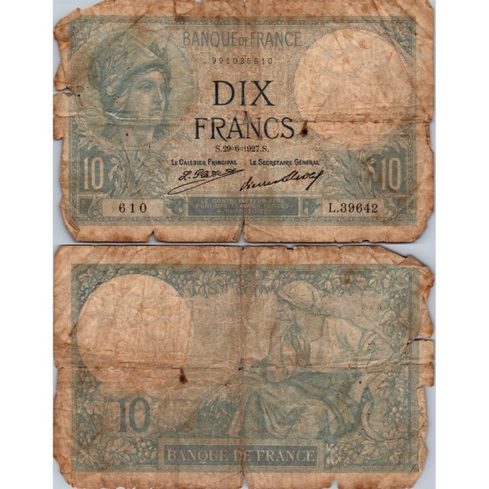 10 Francs Minerve - 29/06/1927 - F.06.12 - Alph 39642 - B
