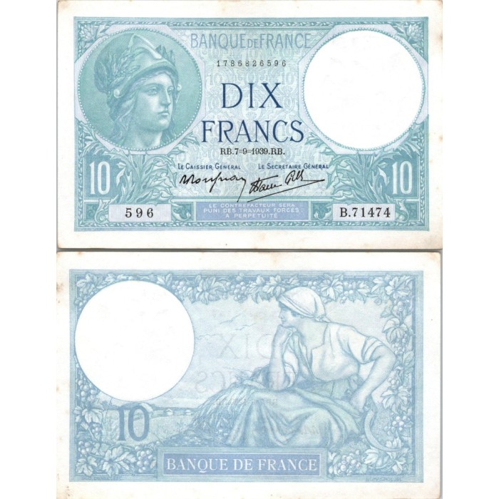 10 Francs Minerve - 7/09/1939 - F.07.06 - Alph 71474 - SUP