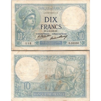 10 Francs Minerve - 2/10/1930 - F.06.14 - Alph 53550 - TTB