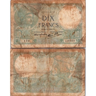10 Francs Minerve - 21/11/1940 - F.07.21 - Alph 80222 - B