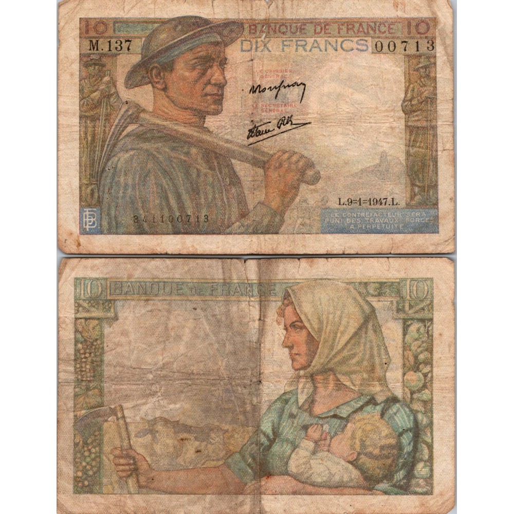 10 Francs Mineur - 9/01/1947 - F.08.17 - Alph 137 - TB