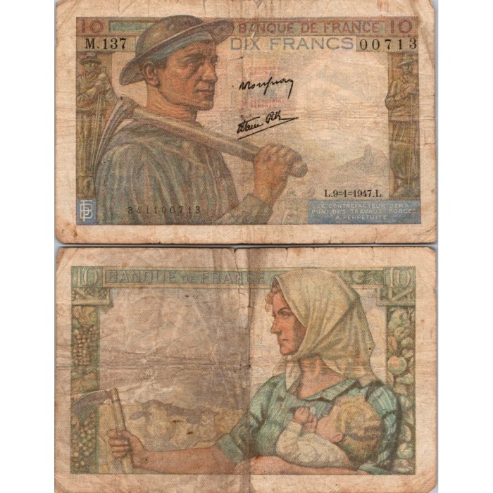 10 Francs Mineur - 9/01/1947 - F.08.17 - Alph 137 - TB