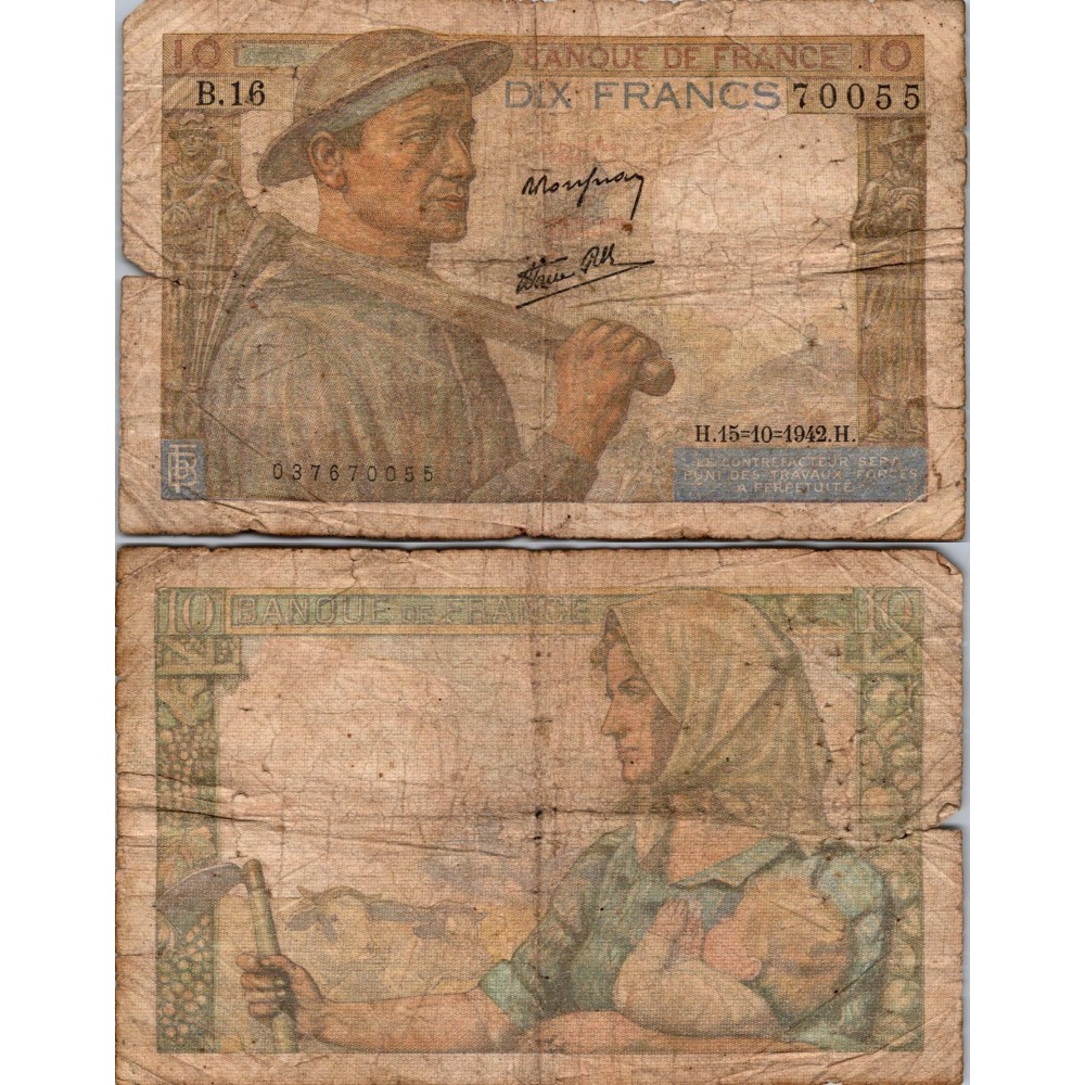 10 Francs Mineur - 15/10/1942 - F.08.04 - Alph 16 - TB