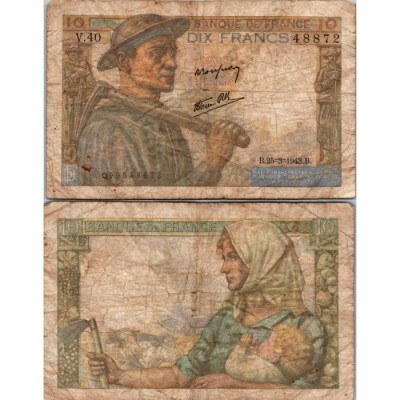 10 Francs Mineur - 25/03/1943 - F.08.08 - Alph 40 - TB