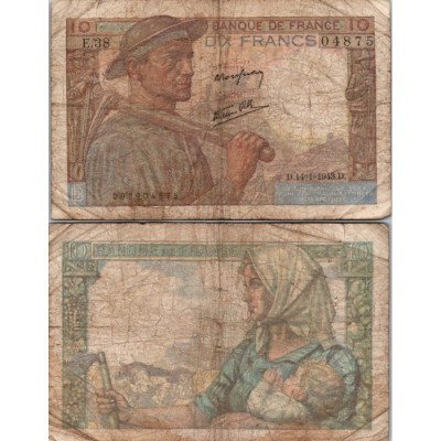 10 Francs Mineur - 14/01/1943 - F.08.07 - Alph 38 - TB