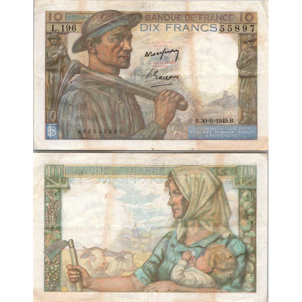 10 Francs Mineur - 30/06/1949 - F.08.22 - Alph 196 - TTB