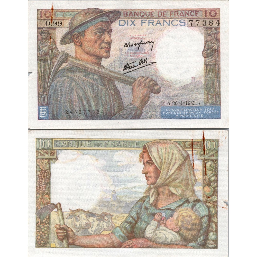10 Francs Mineur - 26/04/1945 - F.08.14 - Alph 99 - SUP