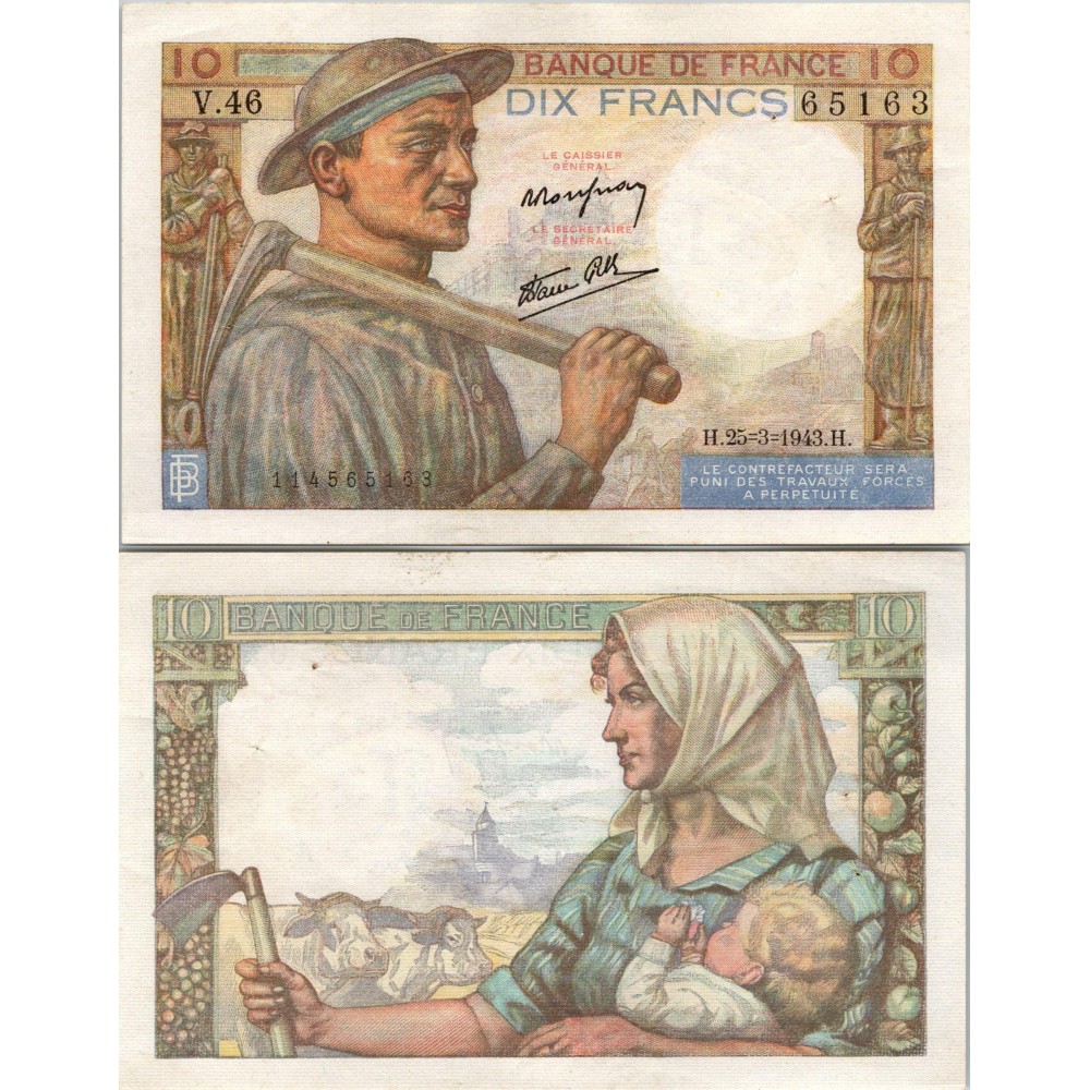 10 Francs Mineur - 25/03/1943 - F.08.08 - Alph 46 - TTB