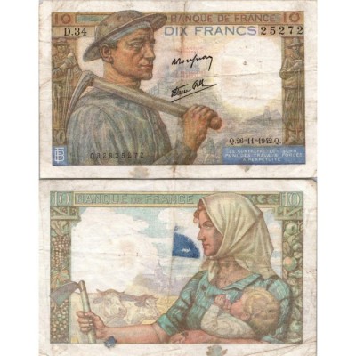 10 Francs Mineur - 26/11/1942 - F.08.06 - Alph 34 - TB