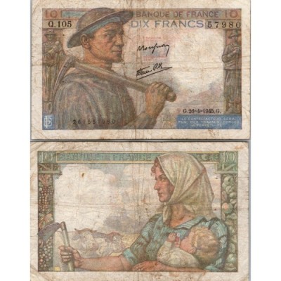 10 Francs Mineur - 26/04/1945 - F.08.14 - Alph 105 - TB