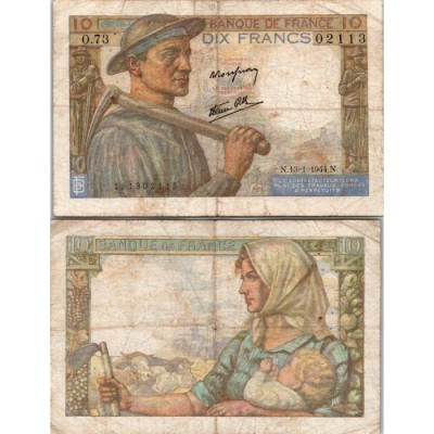 10 Francs Mineur - 13/01/1944 - F.08.10 - Alph 73 - TB