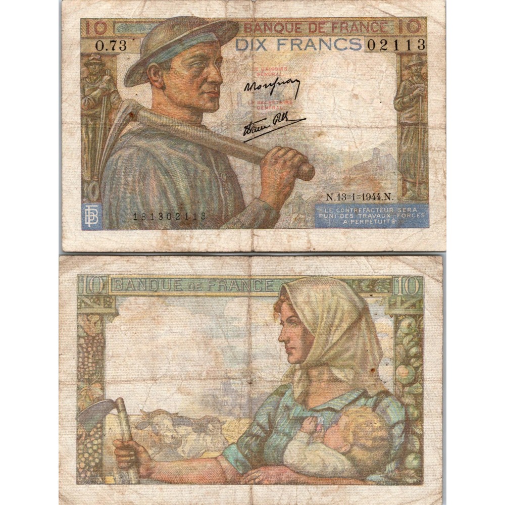 10 Francs Mineur - 13/01/1944 - F.08.10 - Alph 73 - TB