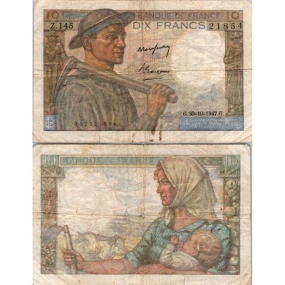 10 Francs Mineur - 30/10/1947 - F.08.18 - Alph 145 - TB