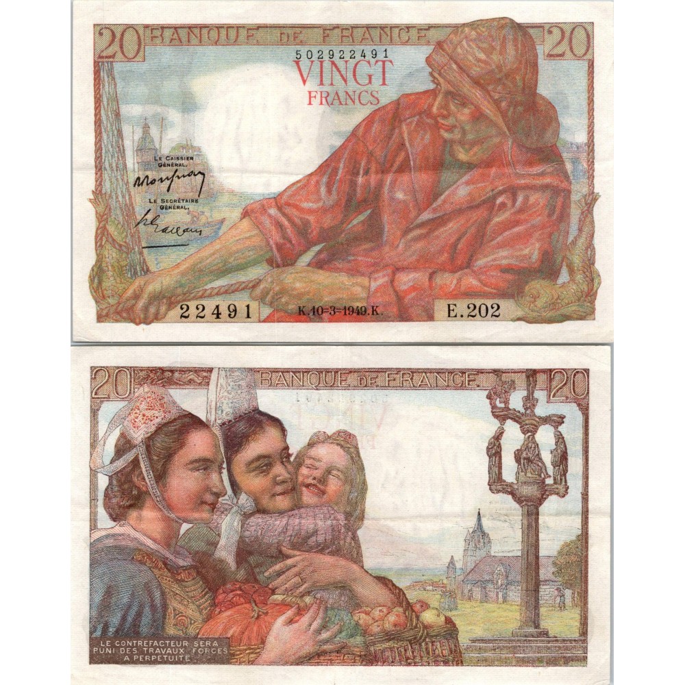 20 Francs Pêcheur - 10/03/1949 - F.13.14 - Alph 202 - SPL