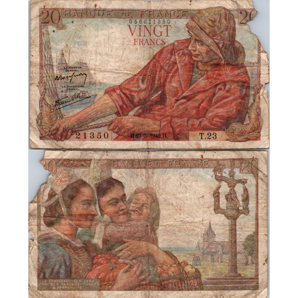 20 Francs Pêcheur - 21/05/1942 - F.13.02 - Alph 23 - B