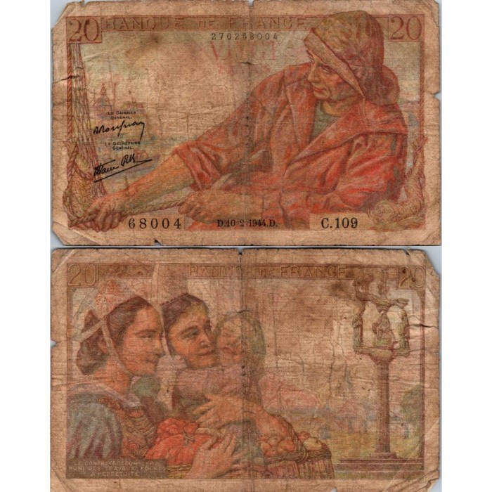 20 Francs Pêcheur - 10/02/1944 - F.13.08 - Alph 109 - B