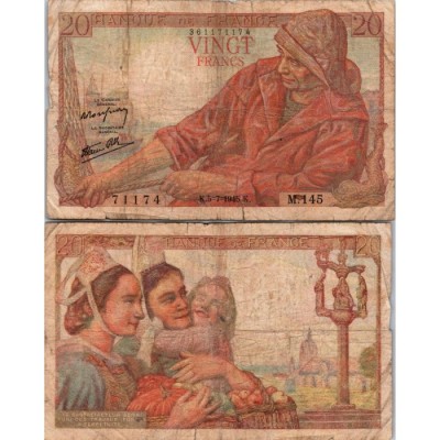 20 Francs Pêcheur - 5/07/1945 - F.13.10 - Alph 145 - B