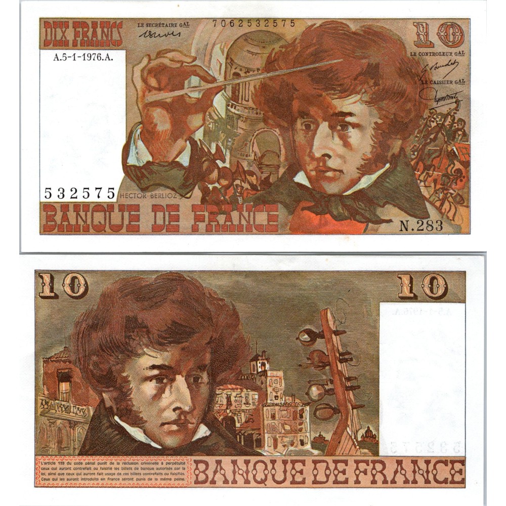 10 Francs Berlioz - 5/01/1976 - F.63.17 - Alph 283 - SPL