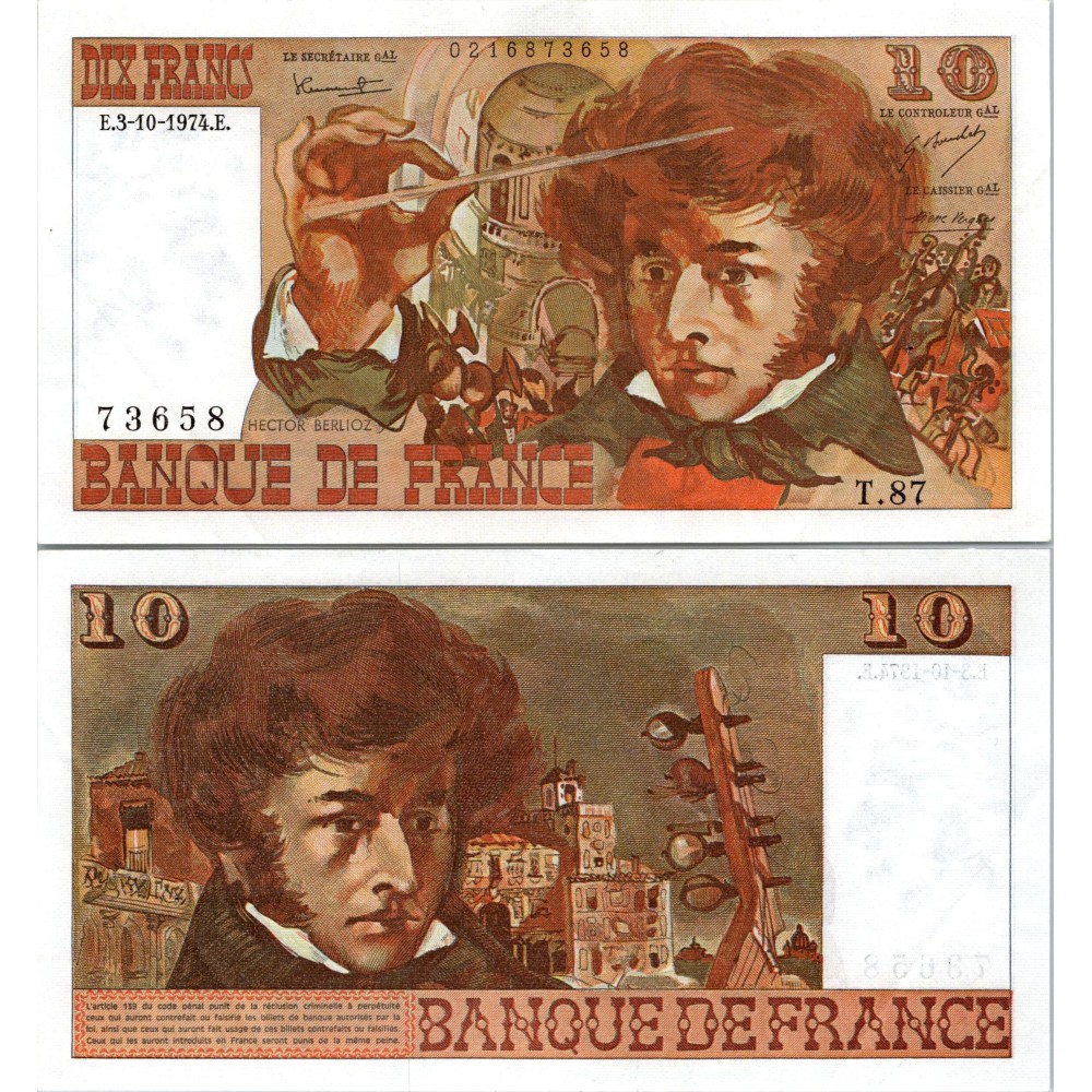 10 Francs Berlioz - 3/10/1974 - F.63.07a - Alph 87 - SPL