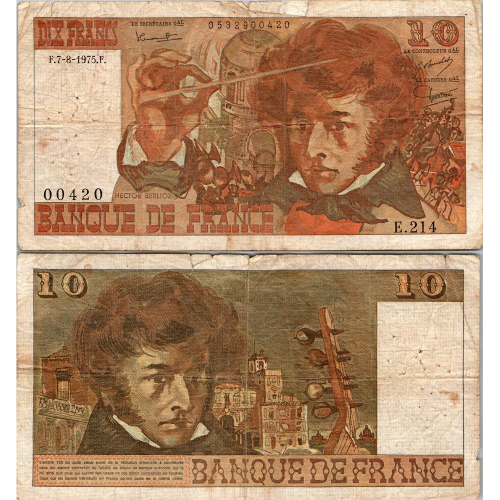 10 Francs Berlioz - 7/08/1975 - F.63.12 - Alph 214 - B