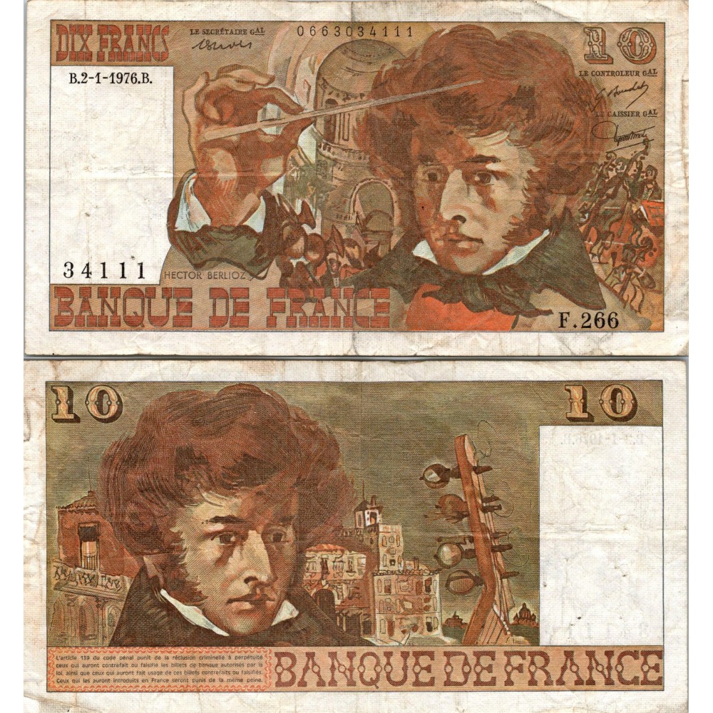 10 Francs Berlioz - 2/01/1976 - F.63.16 - Alph 266 - TTB