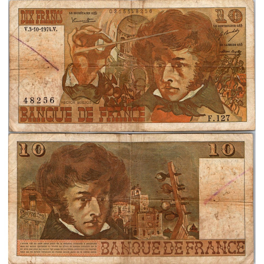 10 Francs Berlioz - 3/10/1974 - F.63.07a - Alph 127 - B