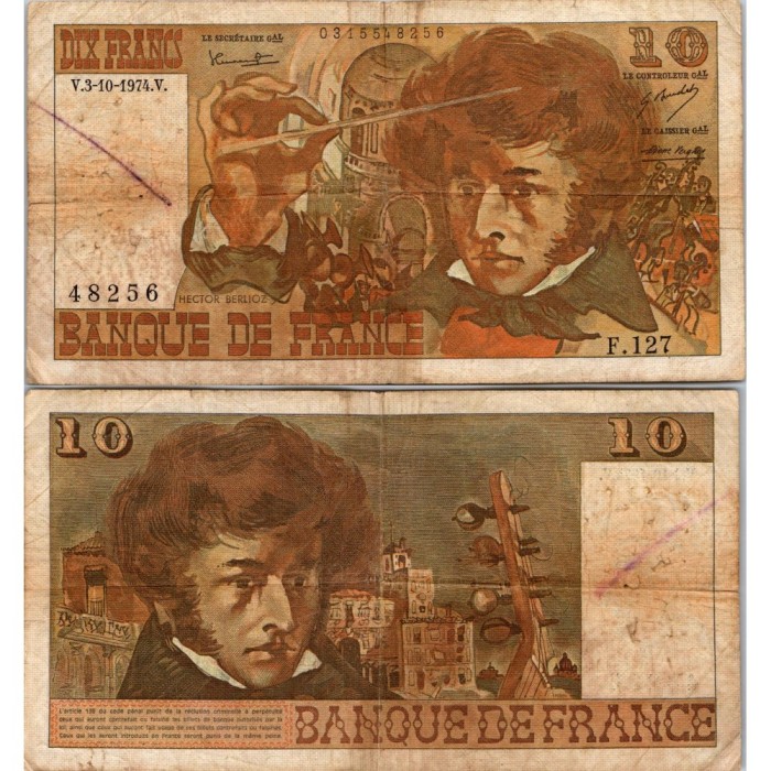 10 Francs Berlioz - 3/10/1974 - F.63.07a - Alph 127 - B