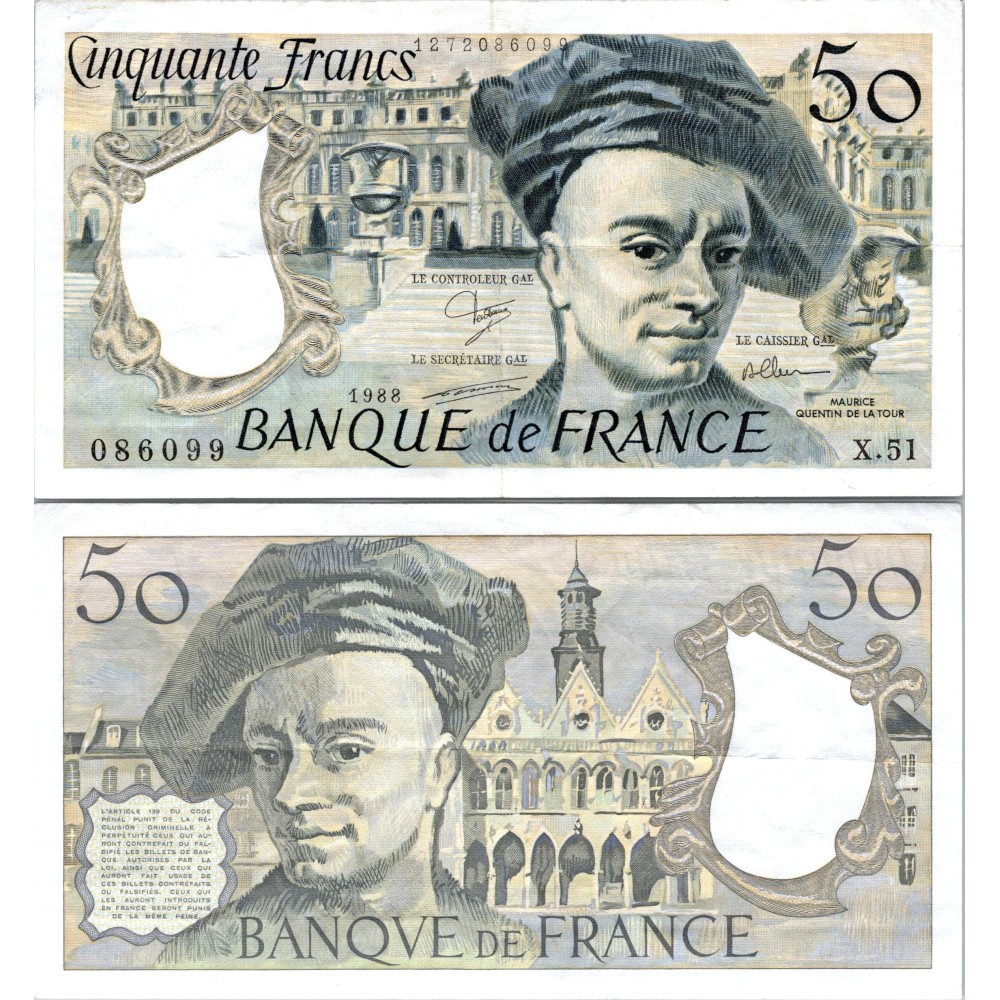 50 Francs Quentin de la Tour - 1988 - F.67.14 - Alph 51 - SPL