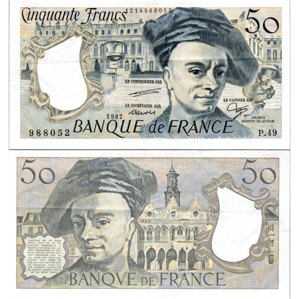 50 Francs Quentin de la Tour - 1987 - F.67.13 - Alph 49 - SPL