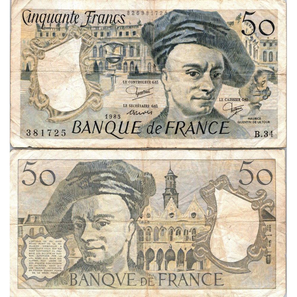 50 Francs Quentin de la Tour - 1983 - F.67.09 - Alph 34 - TB