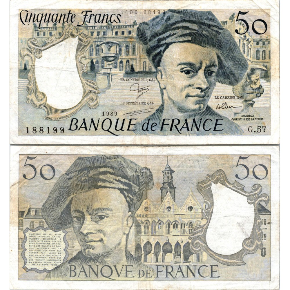 50 Francs Quentin de la Tour - 1989 - F.67.15 - Alph 57 - TTB