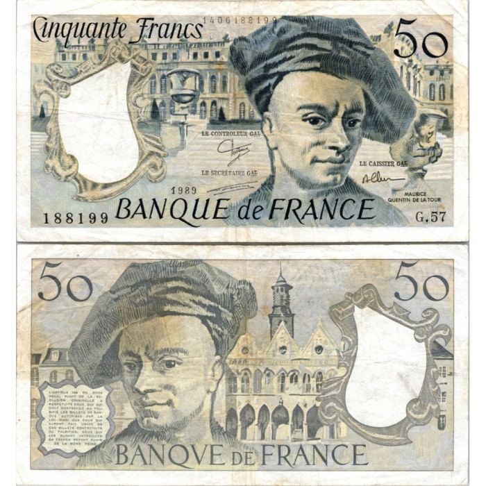 50 Francs Quentin de la Tour - 1989 - F.67.15 - Alph 57 - TTB