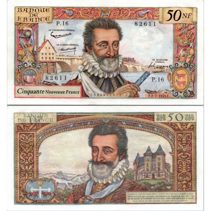50 Nouveaux Francs Henri IV - 2/07/1959 - F.58.02 - Alph 16 - SPL