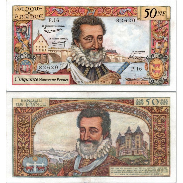 50 Nouveaux Francs Henri IV - 2/07/1959 - F.58.02 - Alph 16 - SPL