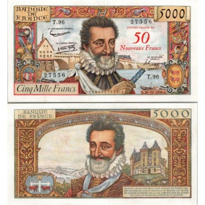 50 NF sur 5000 Francs Henri IV - 30/10/1958 - F.54.01 - Alph 96 - SPL