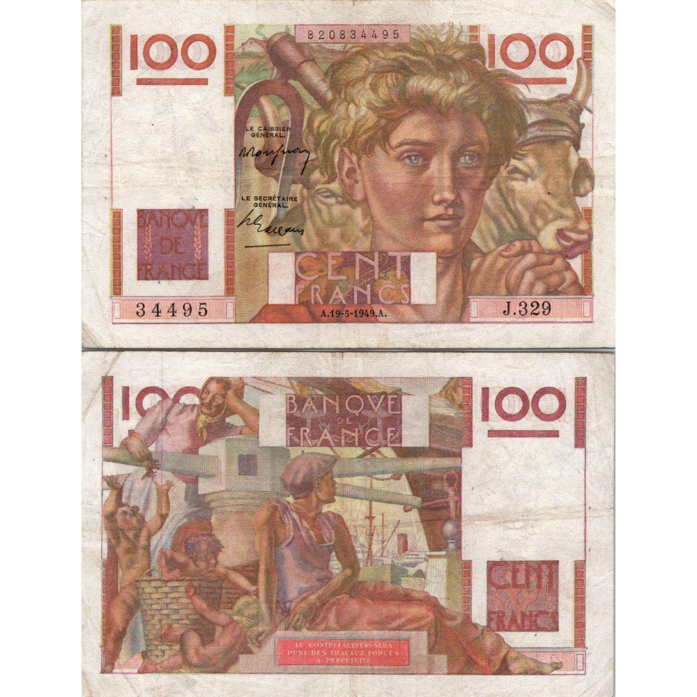 100 Francs Jeune Paysan - 19/05/1949 - F.28.24 - Alph 329 - TTB