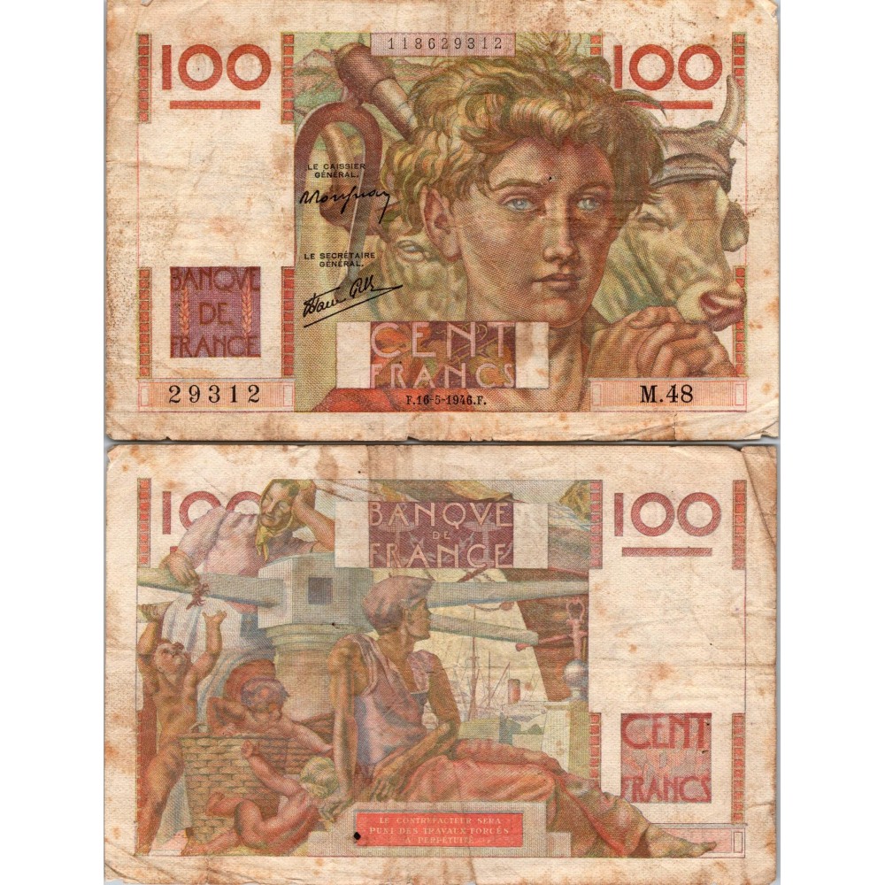100 Francs Jeune Paysan - 16/05/1946 - F.28.06 - Alph 48 - TB