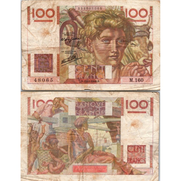 100 Francs Jeune Paysan - 19/12/1946 - F.28.12 - Alph 160 - TB