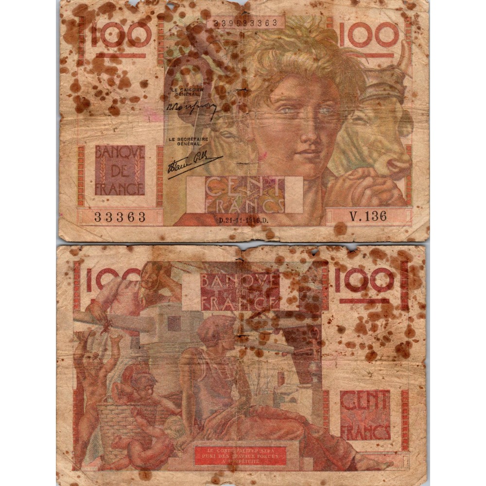 100 Francs Jeune Paysan - 21/11/1946 - F.28.11 - Alph 136 - B