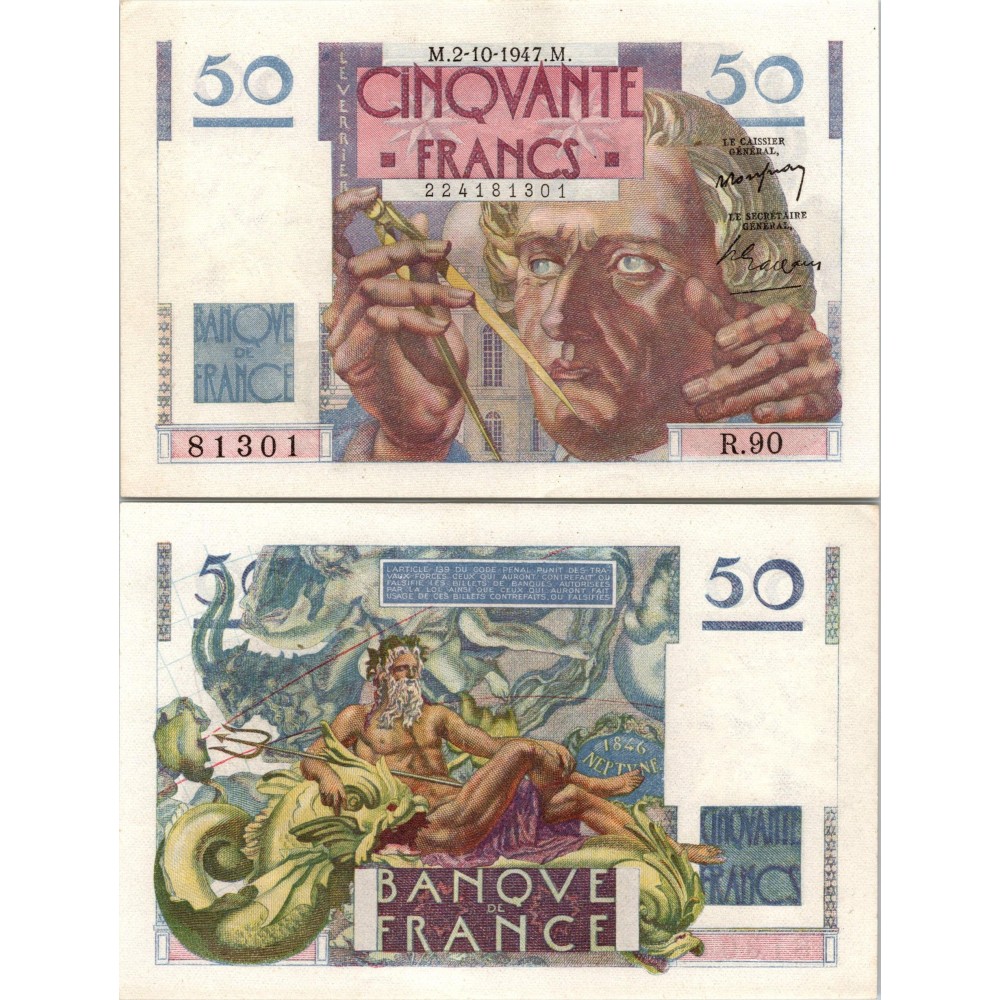 50 Francs Le Verrier - 2/10/1947 - F.20.09 - Alph 90 - SPL