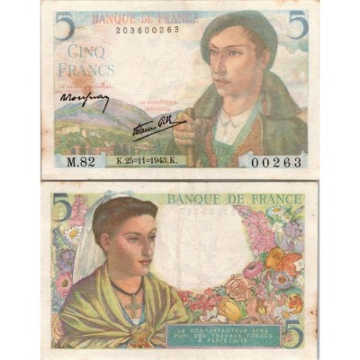 5 francs Berger - 25/11/1943 - F.05.04 - Alph 82 - SUP