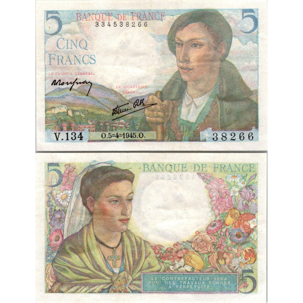 5 francs Berger - 5/04/1945 - F.05.06 - Alph 134 - SPL