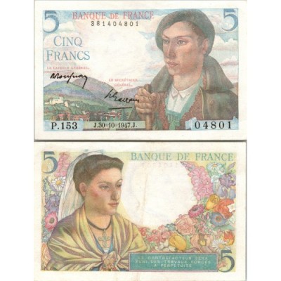 5 francs Berger - 30/10/1947 - F.05.07 - Alph 153 - SUP