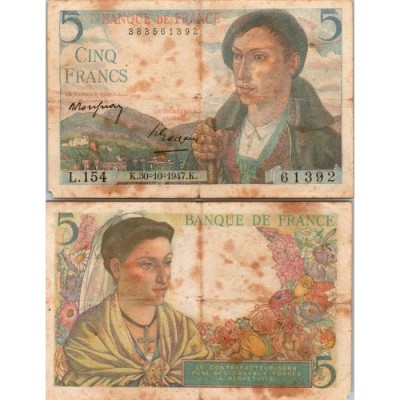 5 francs Berger - 30/10/1947 - F.05.07 - Alph 154 - TB