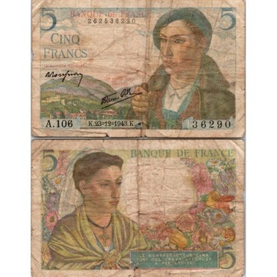 5 francs Berger - 23/12/1943 - F.05.05 - Alph 106 - TB