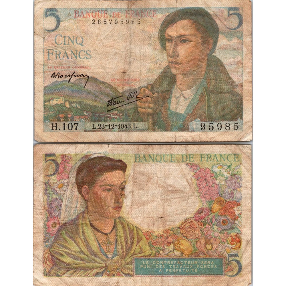 5 francs Berger - 23/12/1943 - F.05.05 - Alph 107 - TB